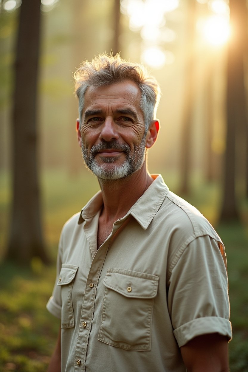 Iemand in rustige verbinding met de natuur